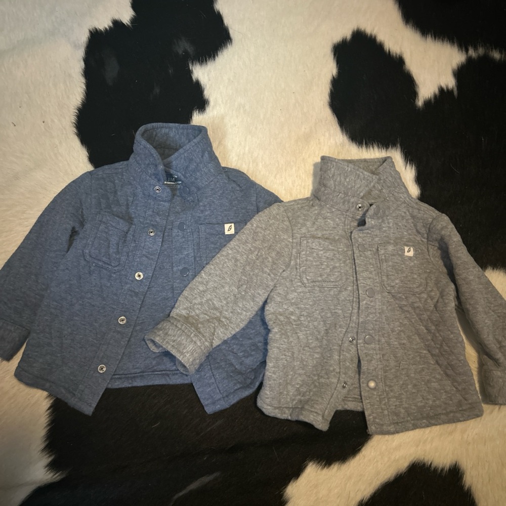 Kids Quilted Button-Up Shirt - Blue and Gray